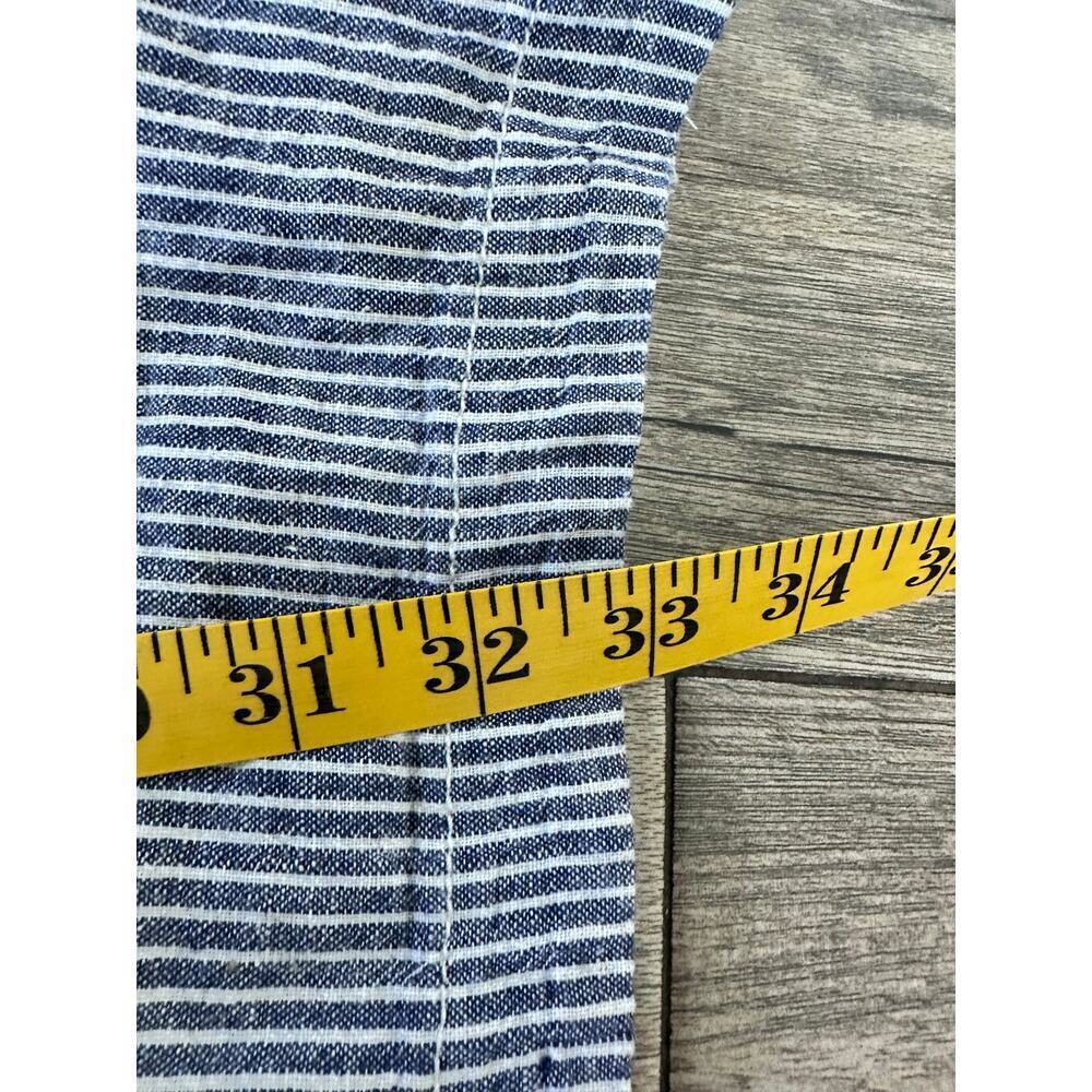 Anthropologie Women's Blue & White Railroad Stripe Collared Romper Size 4 - Picture 12 of 12